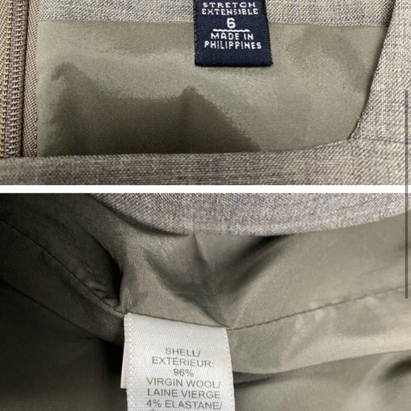 BANANA REPUBLIC Square Neck Wool Sheath Dress Sz 6 Taupe - Picture 2 of 4